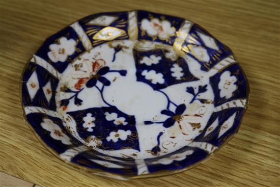 A Dresden floral encrusted cup and saucer, a quantity of Royal Crown Derby teaware and a Sitzendorf wall mirror